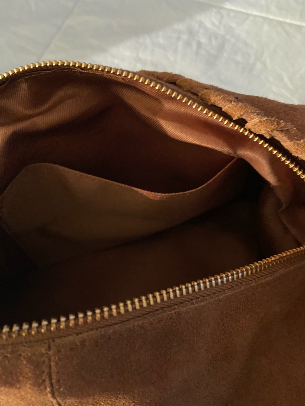 Haute Hippie Cognac Suede Woven-Trim Shoulder Bag - Picture 11 of 12